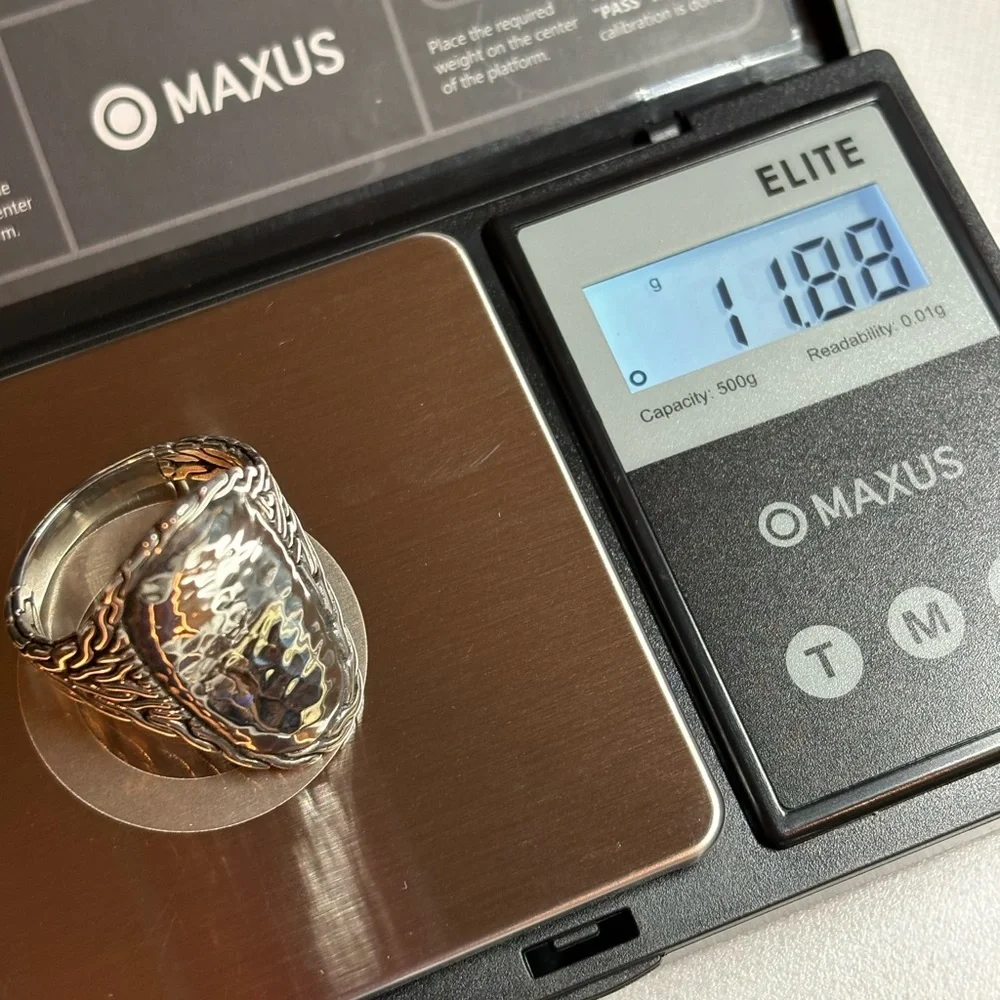 John Hardy Polished Hammered Silver Saddle Ring - Picture 8 of 8